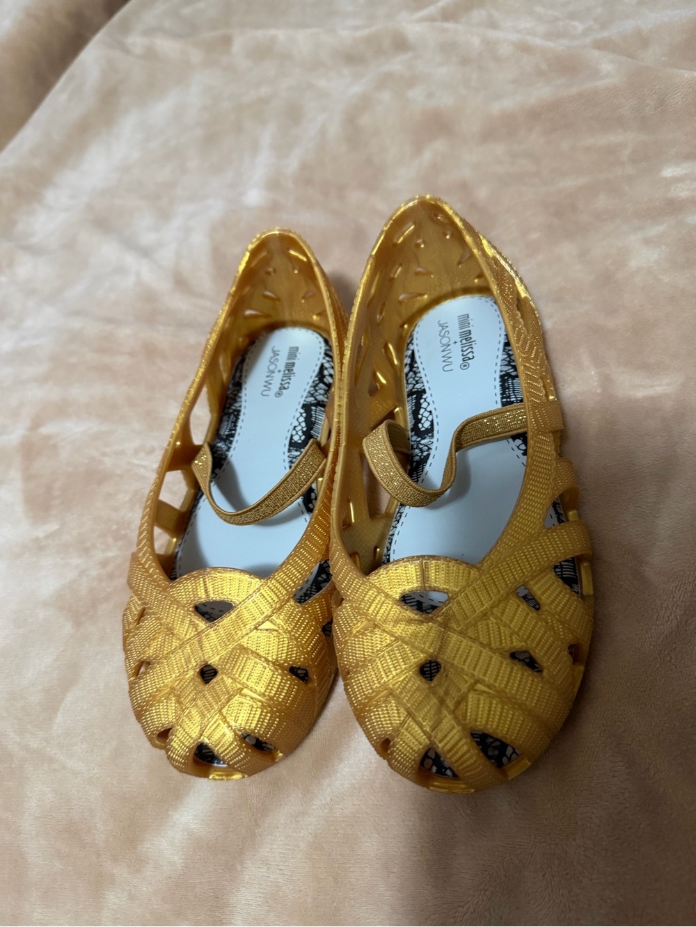 Mini Melissa x Jason Wu Kids Gold Mary Jane Jelly Sandals Size 12 - Picture 9 of 12